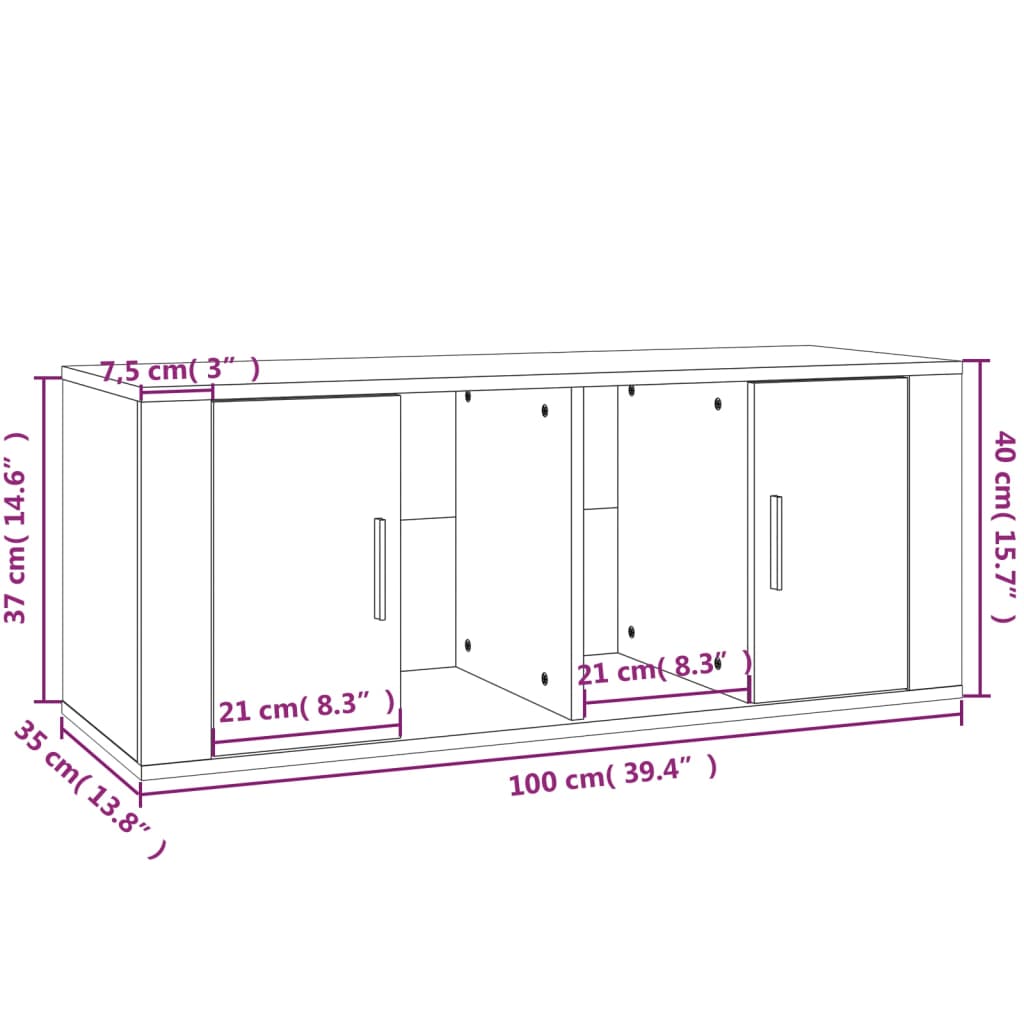 Έπιπλο Τηλεόρασης Γκρι Σκυρ. 100x35x40 εκ. Επεξ. Ξύλο 9
