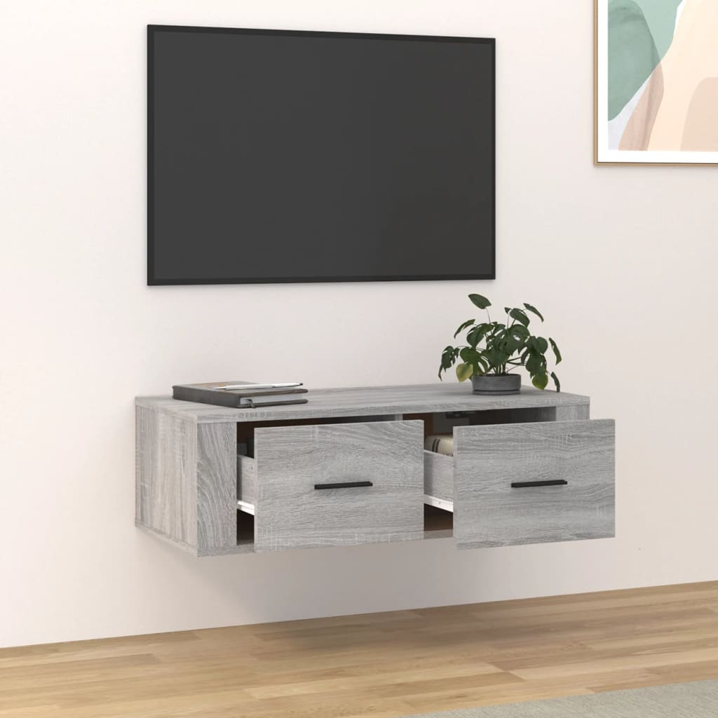 Έπιπλο Τηλεόρασης Κρεμαστό Γκρι Sonoma 80x36x25 εκ. Επεξ. Ξύλο 3