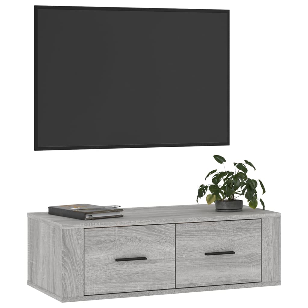 Έπιπλο Τηλεόρασης Κρεμαστό Γκρι Sonoma 80x36x25 εκ. Επεξ. Ξύλο 4