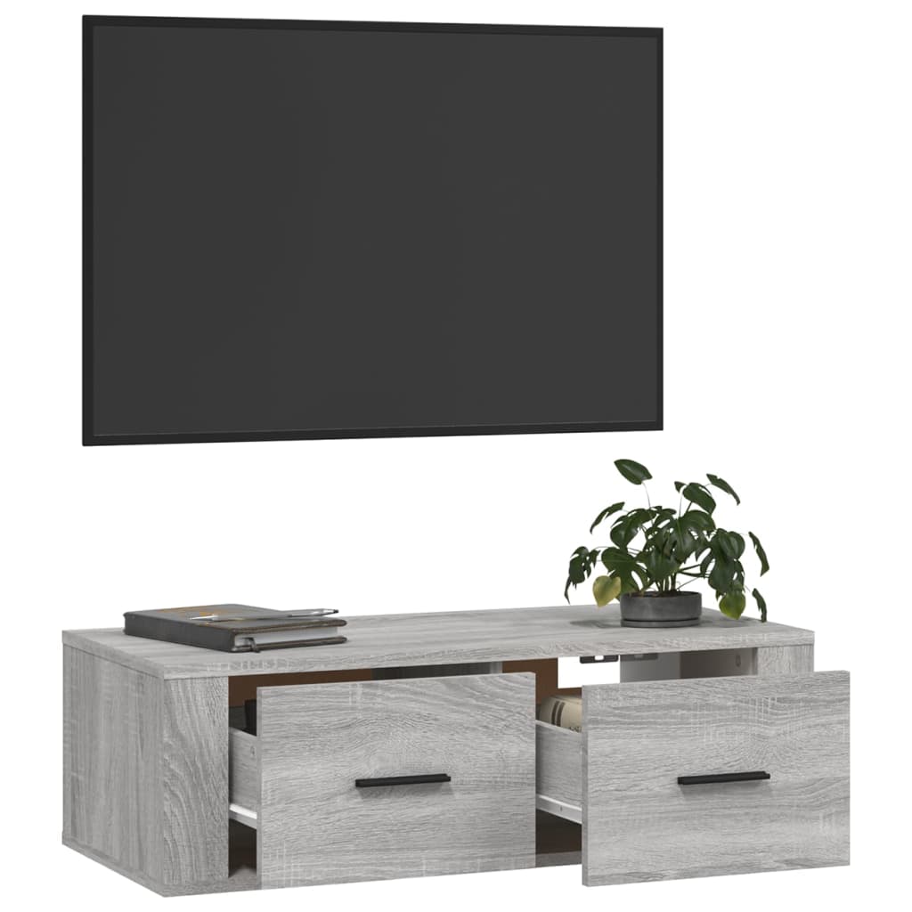 Έπιπλο Τηλεόρασης Κρεμαστό Γκρι Sonoma 80x36x25 εκ. Επεξ. Ξύλο 5