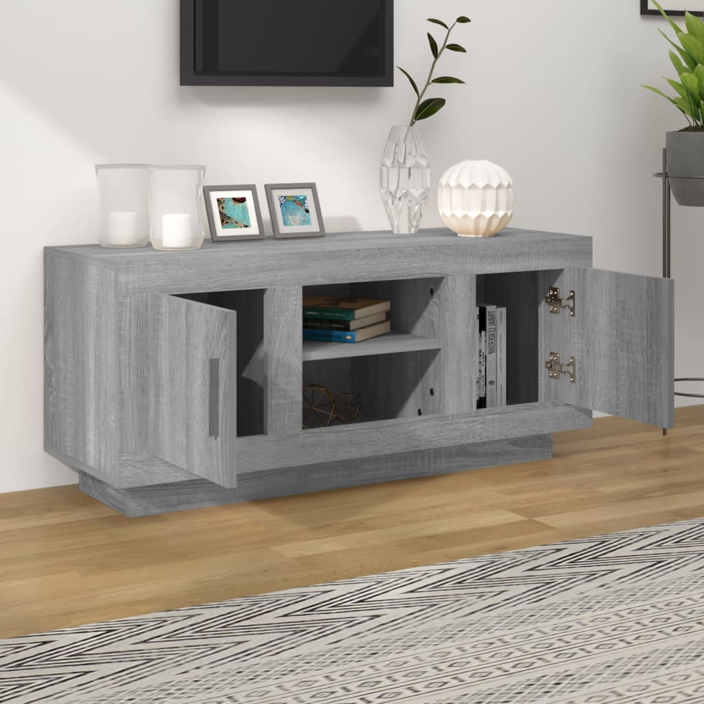 Έπιπλο Τηλεόρασης Γκρι Sonoma 102x35x45 εκ. από Επεξεργ. Ξύλο 3