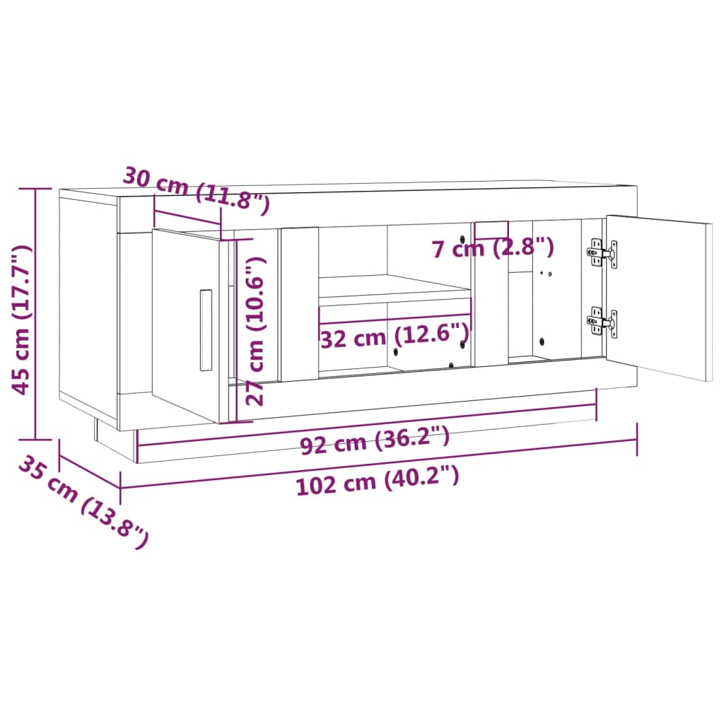 Έπιπλο Τηλεόρασης Καφέ Δρυς 102 x 35 x 45 εκ. από Επεξεργ. Ξύλο 8