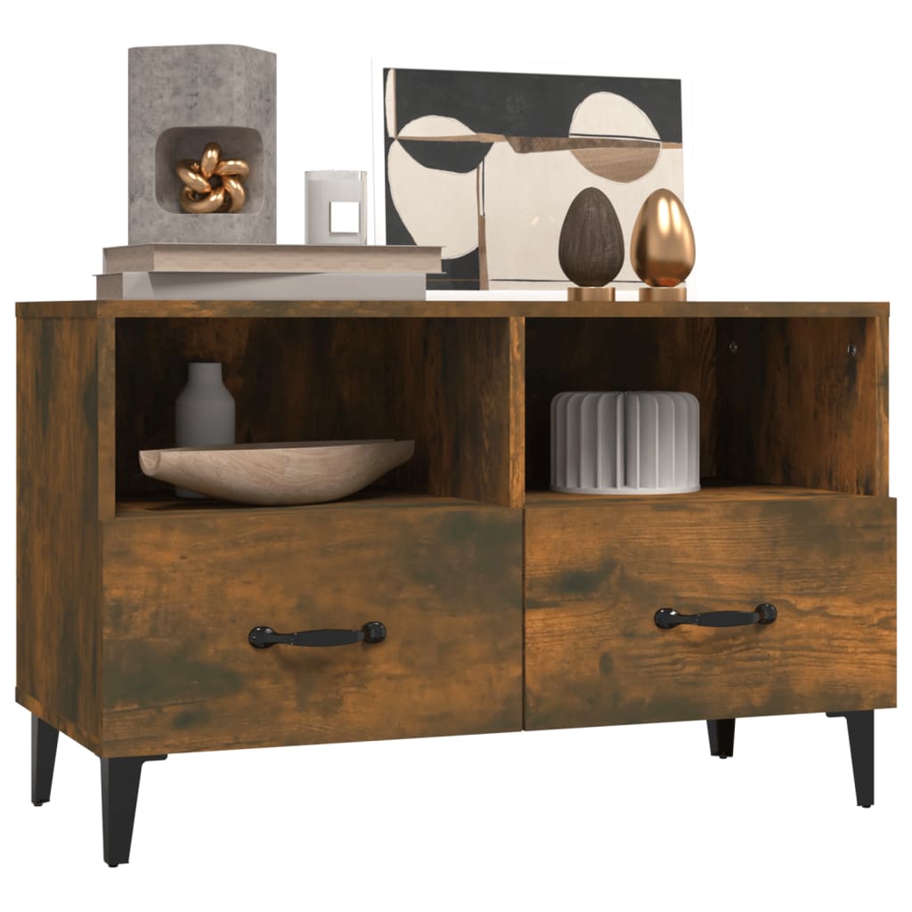 Έπιπλο Τηλεόρασης Καπνιστή Δρυς 80x36x50 εκ. Επεξ. Ξύλο 4