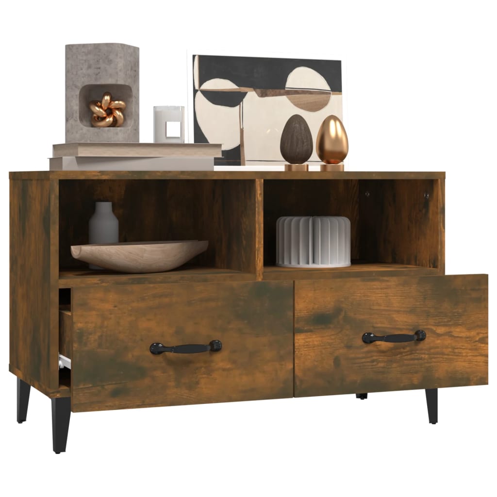 Έπιπλο Τηλεόρασης Καπνιστή Δρυς 80x36x50 εκ. Επεξ. Ξύλο 5