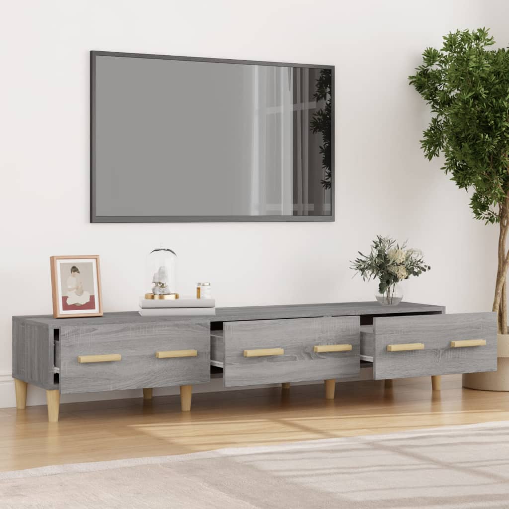 Έπιπλο Τηλεόρασης Γκρι Sonoma 150x34,5x30εκ. Επεξεργασμένο Ξύλο 3