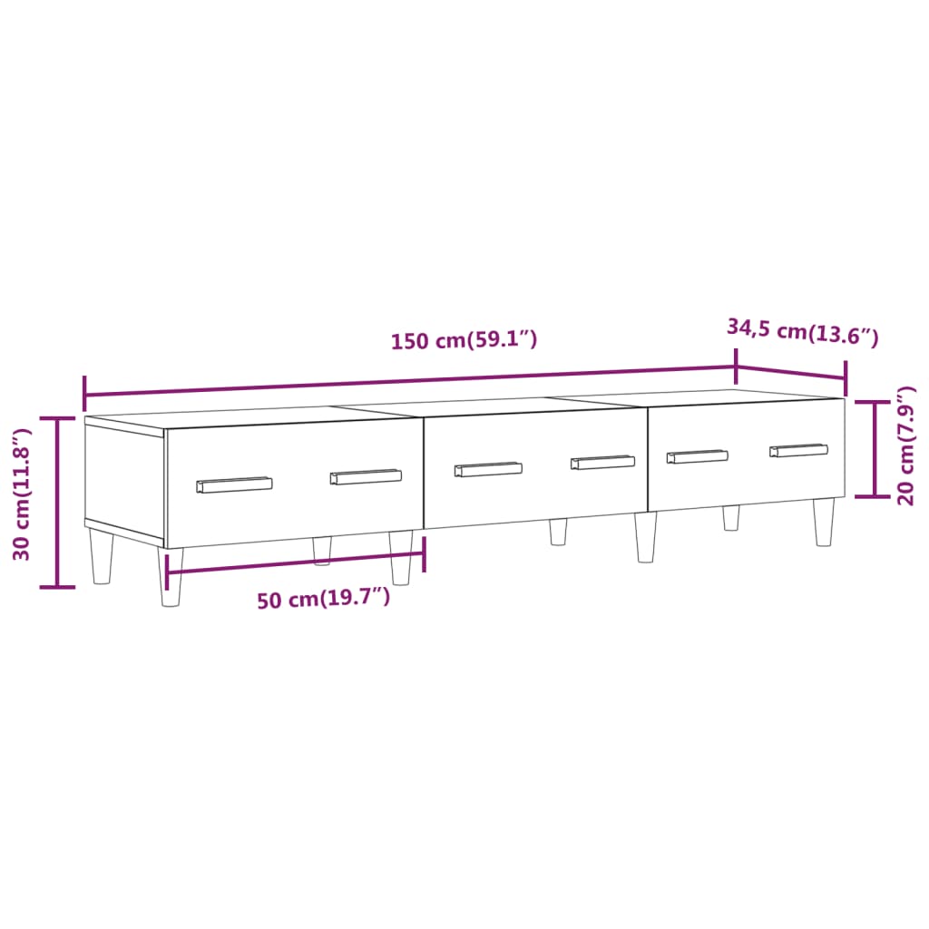 Έπιπλο Τηλεόρασης Γκρι Sonoma 150x34,5x30εκ. Επεξεργασμένο Ξύλο 9