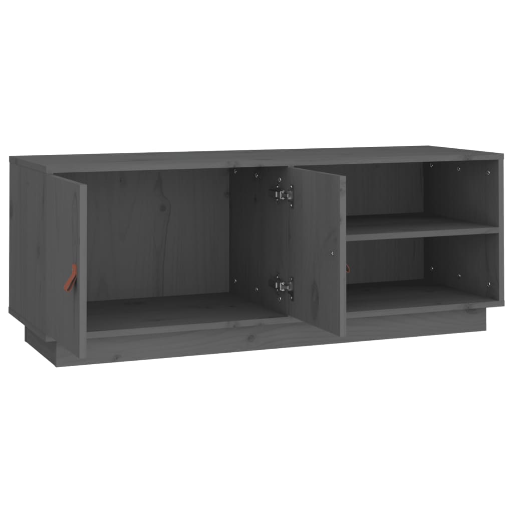 Έπιπλο Τηλεόρασης Γκρι 105x34x40 εκ. από Μασίφ Ξύλο Πεύκου 7