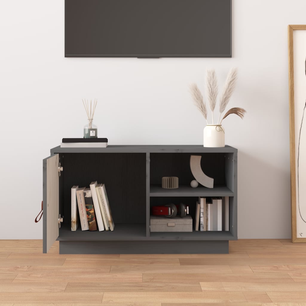 Έπιπλο Τηλεόρασης Γκρι 70 x 34 x 40 εκ. από Μασίφ Ξύλο Πεύκου 3