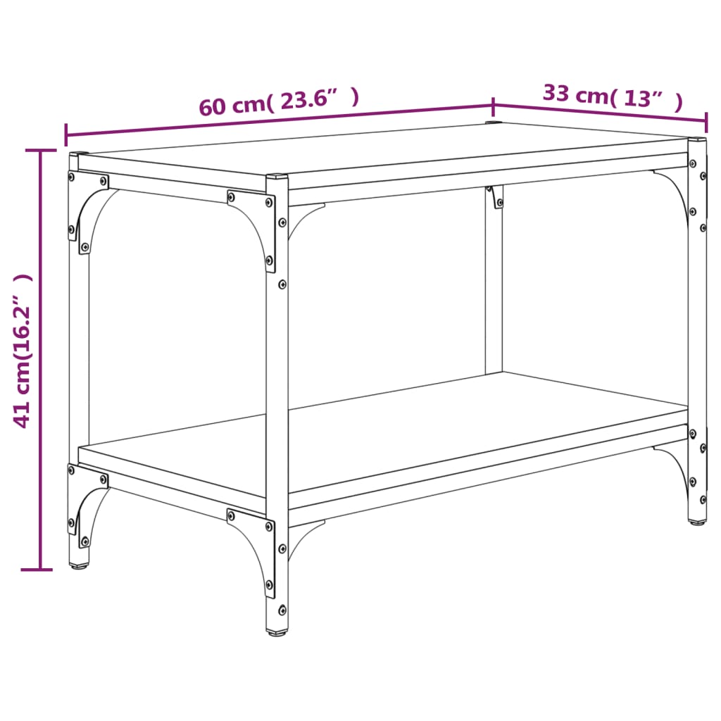 Έπιπλο Τηλεόρασης Γκρι Sonoma 60x33x41 εκ. Επεξ. Ξύλο & Ατσάλι 9