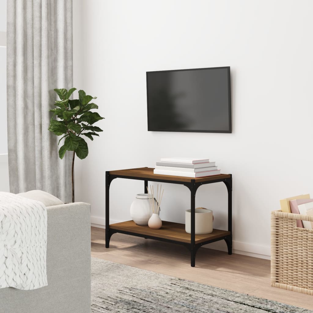 Έπιπλο Τηλεόρασης Καφέ Δρυς 60x33x41 εκ. Επεξ. Ξύλο & Ατσάλι 1