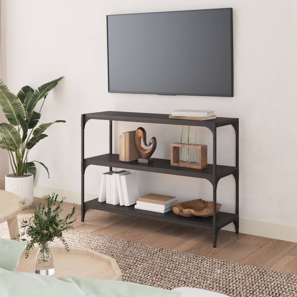 Βιβλιοθήκη Μαύρη 100x33x70,5 εκ. Επεξεργασμένο Ξύλο & Ατσάλι 3