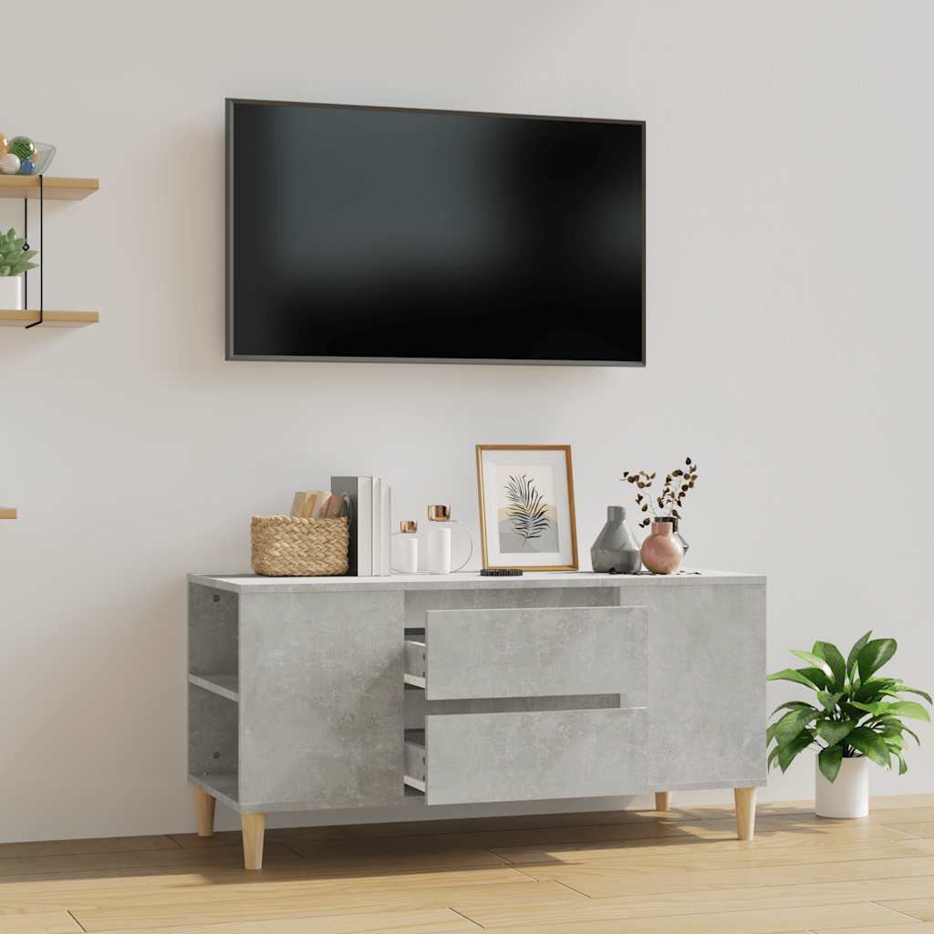 Έπιπλο Τηλεόρασης Γκρι Σκυροδέματος 102x44,5x50 εκ. Επεξ. Ξύλο 1