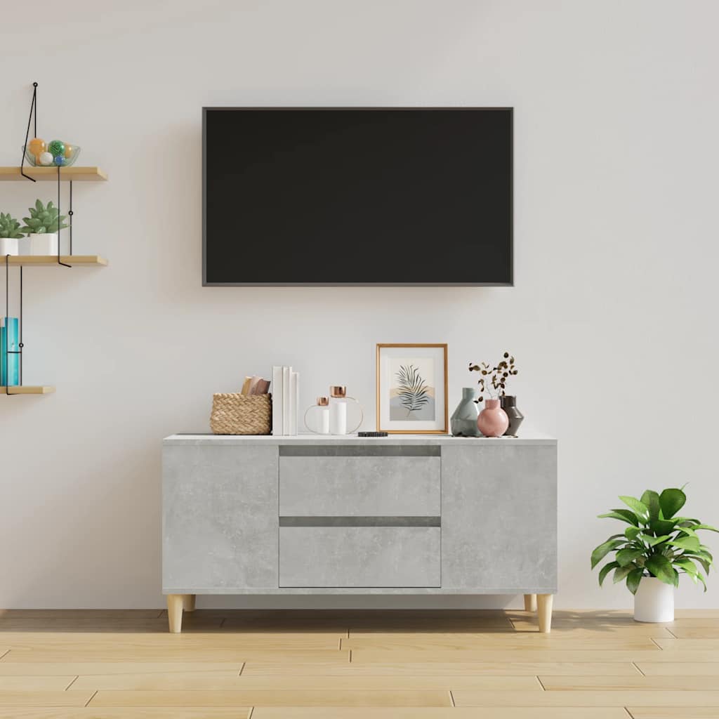 Έπιπλο Τηλεόρασης Γκρι Σκυροδέματος 102x44,5x50 εκ. Επεξ. Ξύλο 3