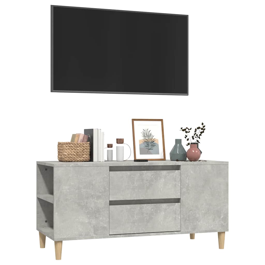Έπιπλο Τηλεόρασης Γκρι Σκυροδέματος 102x44,5x50 εκ. Επεξ. Ξύλο 4