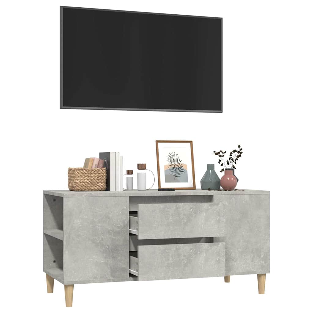 Έπιπλο Τηλεόρασης Γκρι Σκυροδέματος 102x44,5x50 εκ. Επεξ. Ξύλο 5