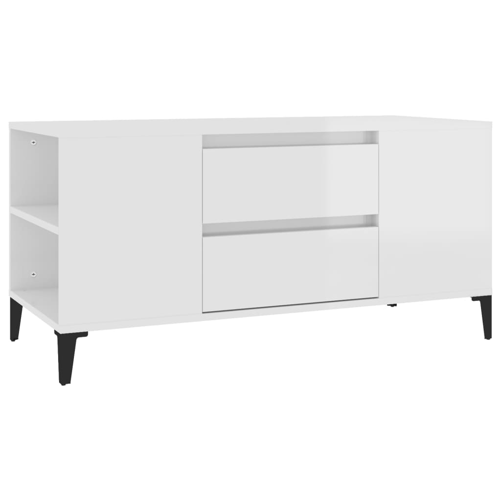 Έπιπλο Τηλεόρασης Γυαλ. Λευκό 102x44,5x50 εκ.Επεξεργασμένο Ξύλο 2