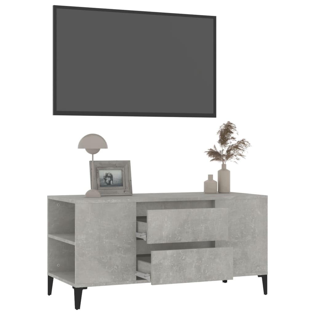 Έπιπλο Τηλεόρασης Γκρι Σκυροδέματος 102x44,5x50 εκ. Επεξ. Ξύλο 5