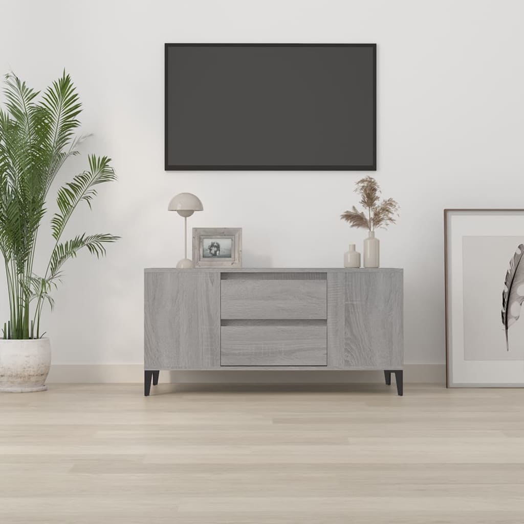 Έπιπλο Τηλεόρασης Γκρι Sonoma 102x44,5x50 εκ. από Επεξεργ. Ξύλο 3