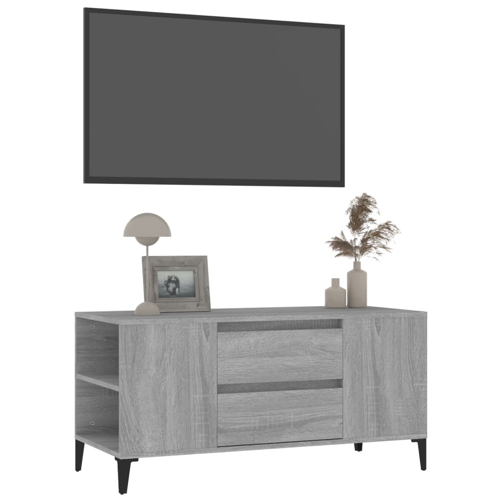 Έπιπλο Τηλεόρασης Γκρι Sonoma 102x44,5x50 εκ. από Επεξεργ. Ξύλο 4