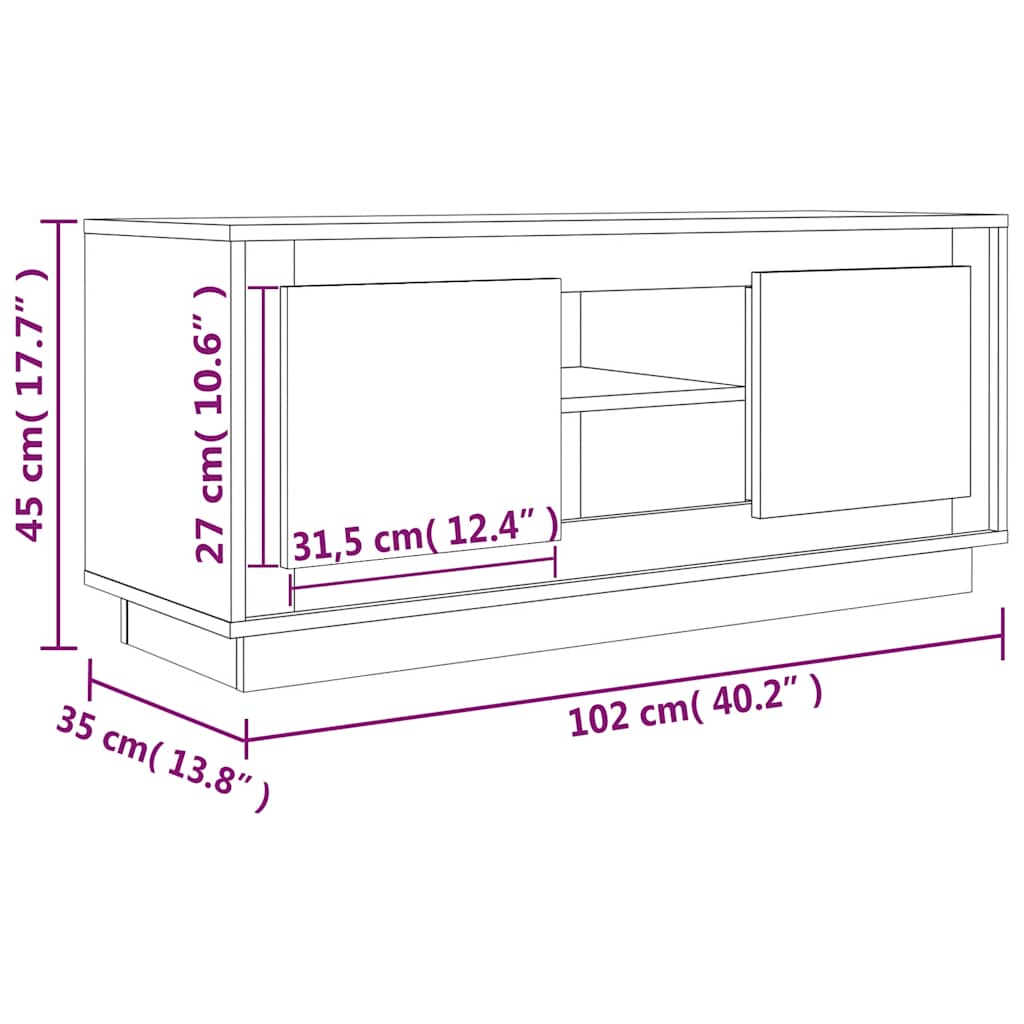 Έπιπλο Τηλεόρασης Λευκό 102x35x45 εκ. από Επεξεργασμένο Ξύλο 10