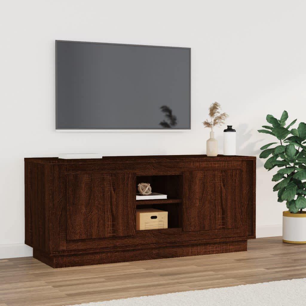 Έπιπλο Τηλεόρασης Καφέ Δρυς 102 x 35 x 45 εκ. από Επεξεργ. Ξύλο 1