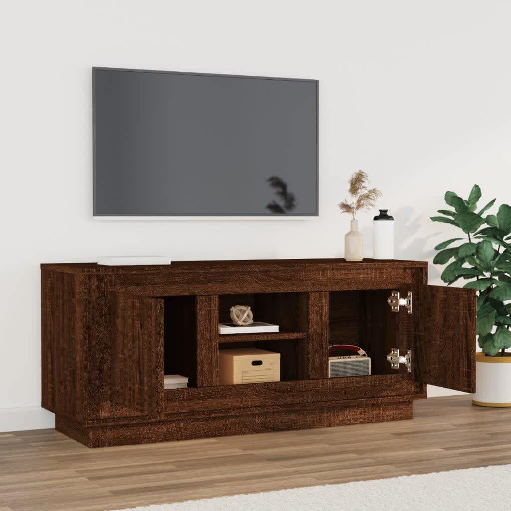Έπιπλο Τηλεόρασης Καφέ Δρυς 102 x 35 x 45 εκ. από Επεξεργ. Ξύλο 3