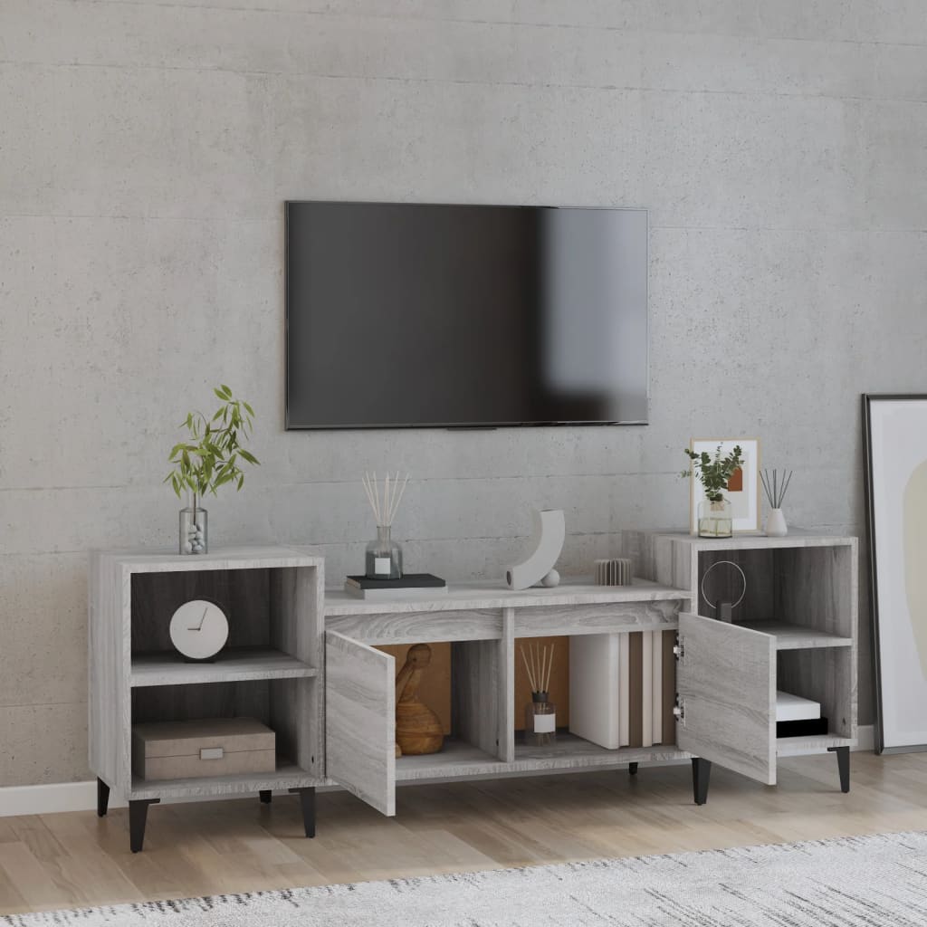 Έπιπλο Τηλεόρασης Γκρι Sonoma 160x35x55 εκ. από Επεξεργ. Ξύλο 3