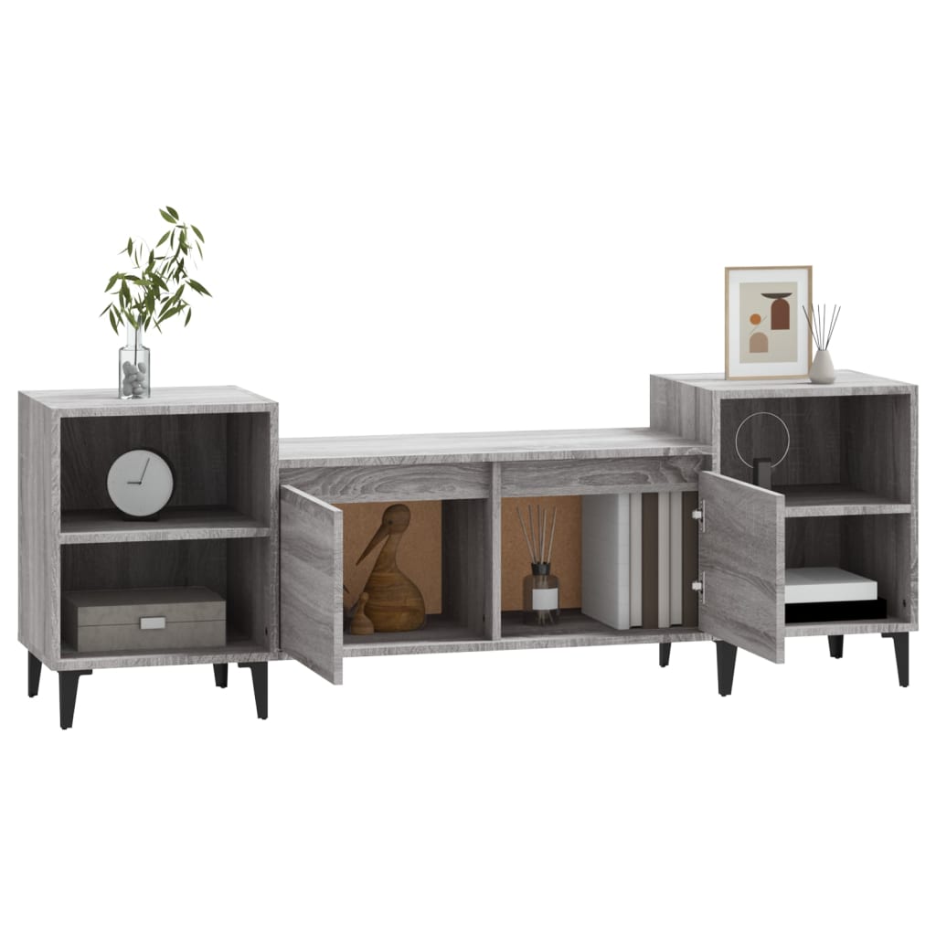 Έπιπλο Τηλεόρασης Γκρι Sonoma 160x35x55 εκ. από Επεξεργ. Ξύλο 4