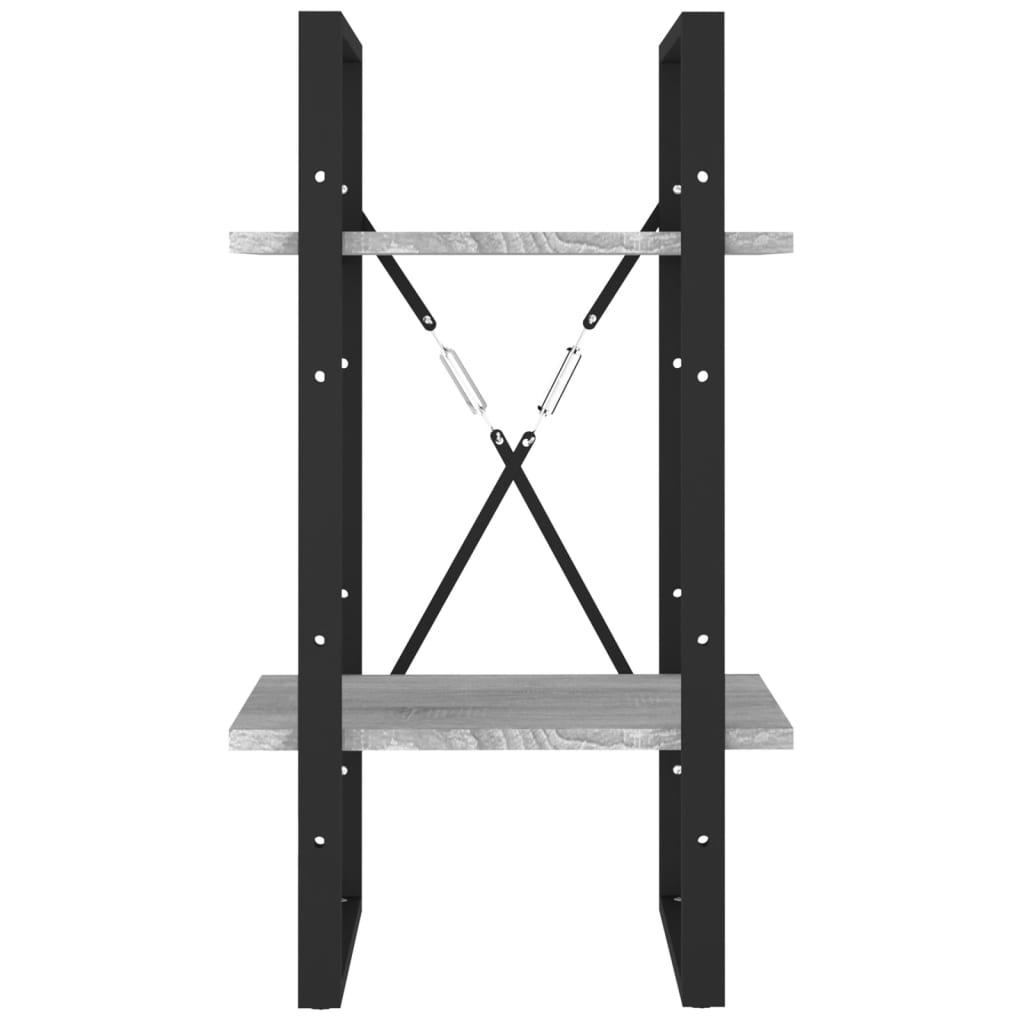 Βιβλιοθήκη με 2 Ράφια Γκρι Sonoma 40x30x70 εκ. Επεξεργ. Ξύλο 5