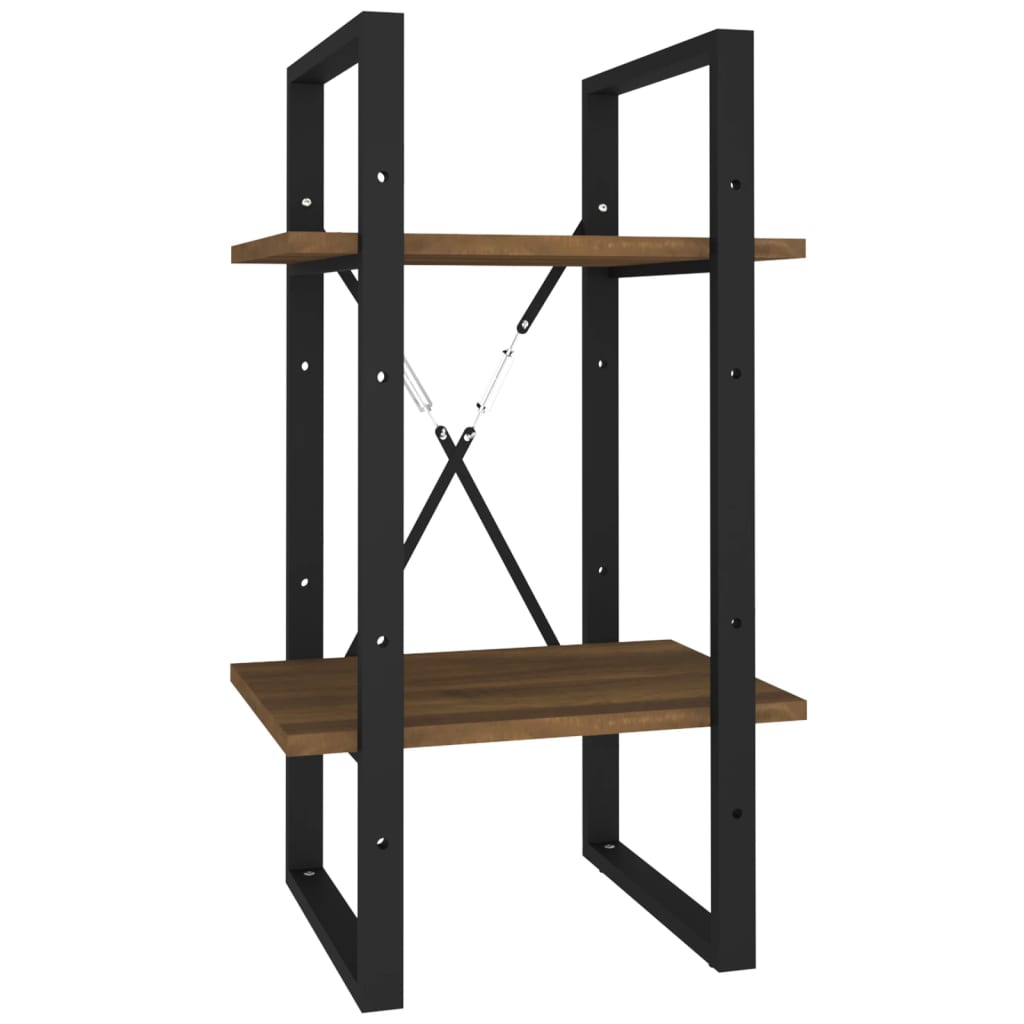 Βιβλιοθήκη με 2 Ράφια Καφέ Δρυς 40x30x70 εκ. Επεξεργ. Ξύλο 2