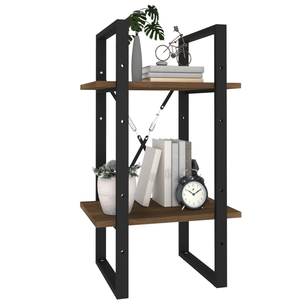 Βιβλιοθήκη με 2 Ράφια Καφέ Δρυς 40x30x70 εκ. Επεξεργ. Ξύλο 4