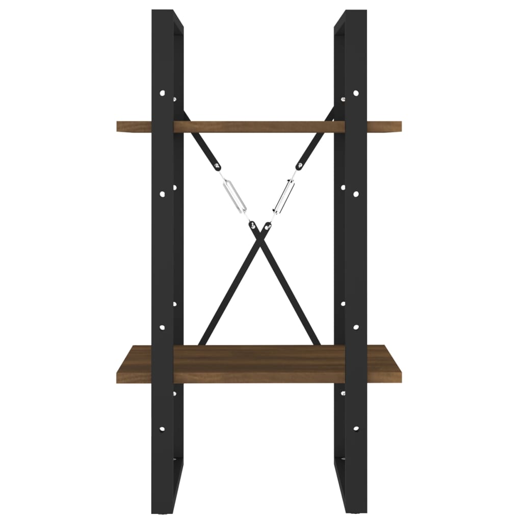 Βιβλιοθήκη με 2 Ράφια Καφέ Δρυς 40x30x70 εκ. Επεξεργ. Ξύλο 5