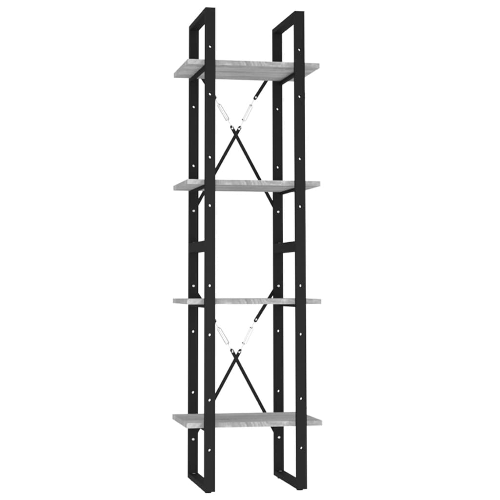 Βιβλιοθήκη με 4 Ράφια Γκρι Sonoma 40x30x140 εκ. Επεξεργ. Ξύλο 2