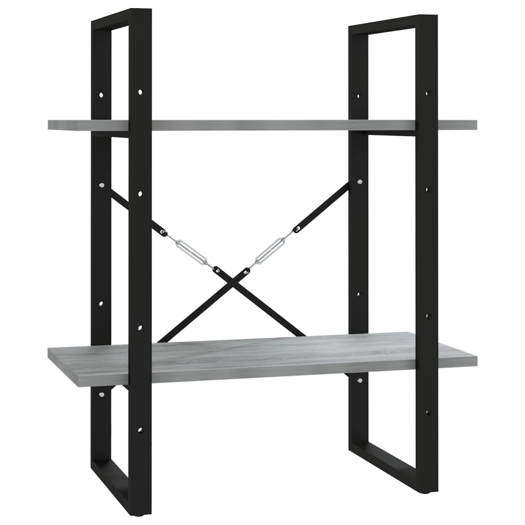 Βιβλιοθήκη με 2 Ράφια Γκρι Sonoma 60x30x70 εκ. Επεξεργ. Ξύλο 2