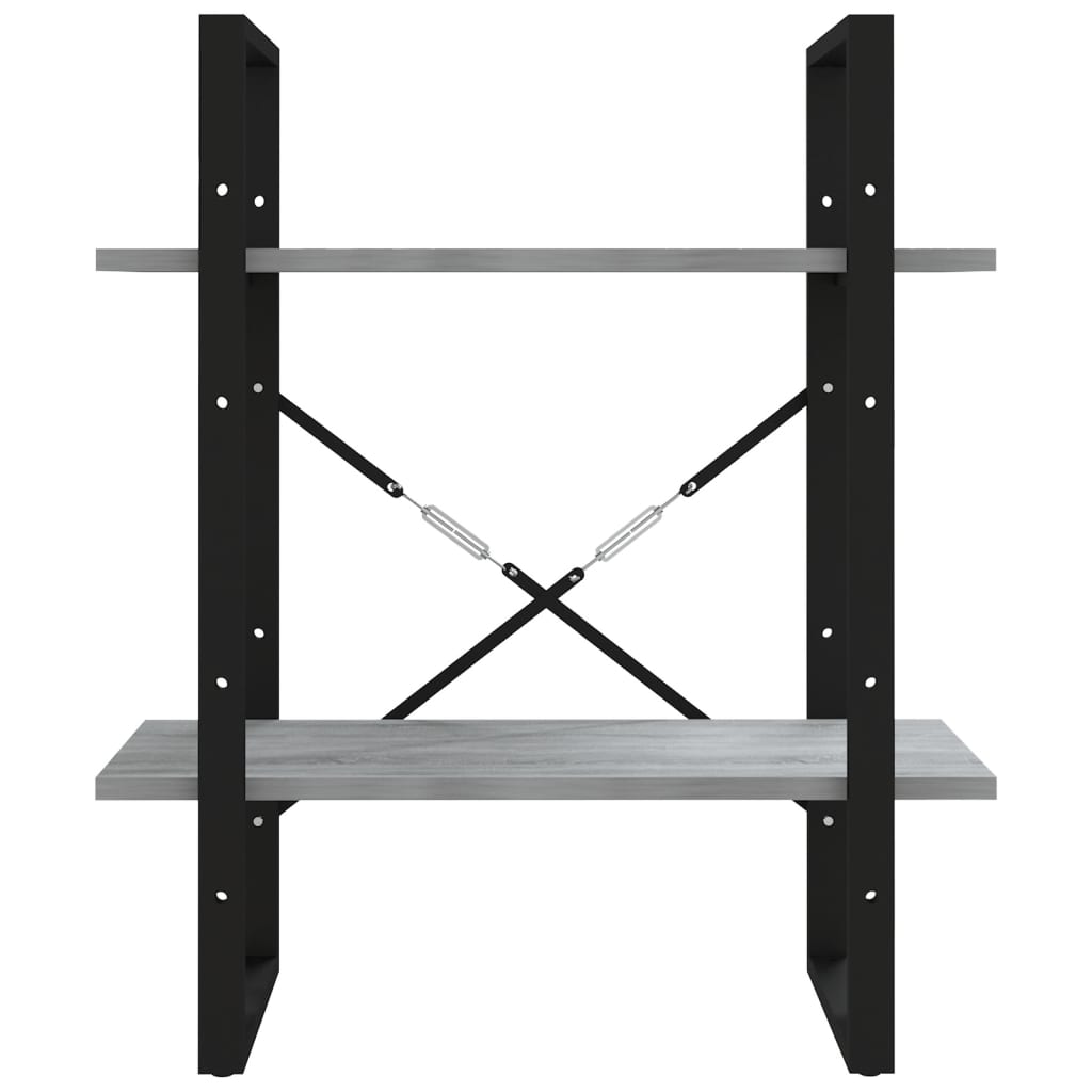 Βιβλιοθήκη με 2 Ράφια Γκρι Sonoma 60x30x70 εκ. Επεξεργ. Ξύλο 5