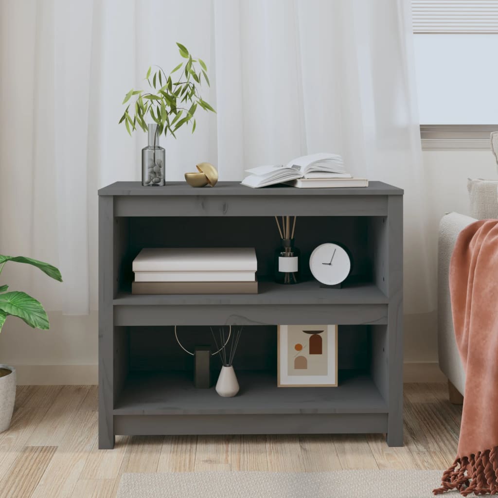 Βιβλιοθήκη Γκρι 80 x 35 x 68 εκ. από Μασίφ Ξύλο Πεύκου 3