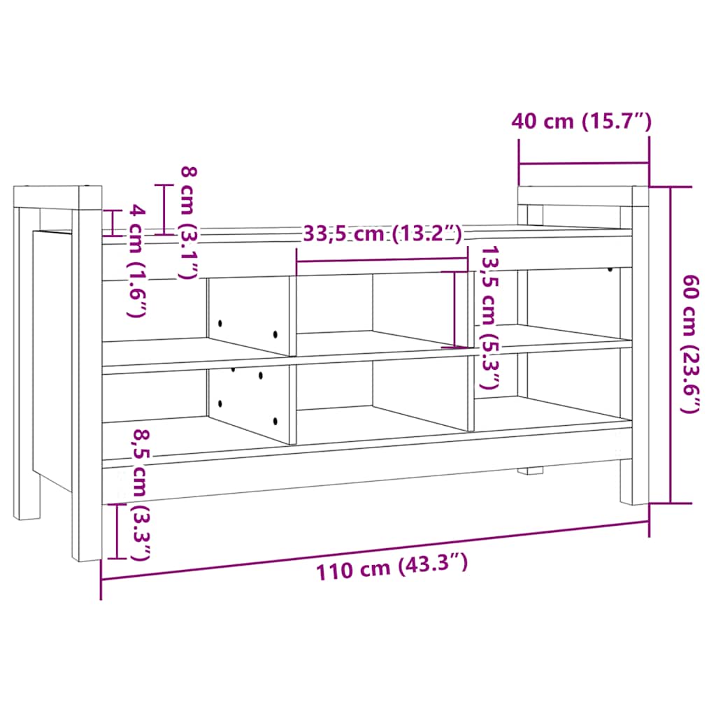 Παγκάκι Χολ Γκρι 110x40x60 εκ. από Μασίφ Ξύλο Πεύκου 8