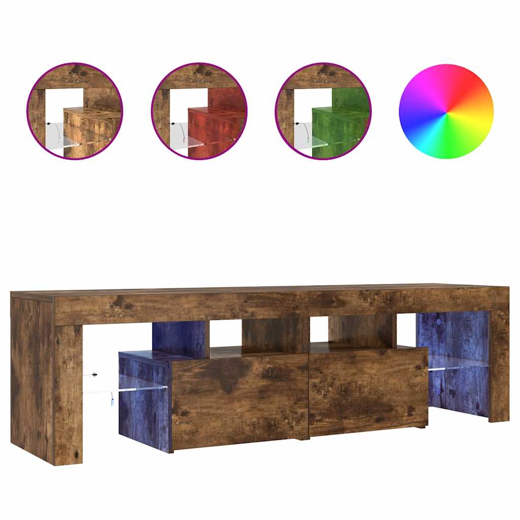 Έπιπλο Τηλεόρασης με LED Καπνιστή Δρυς 140 x 36,5 x 40 εκ. 2