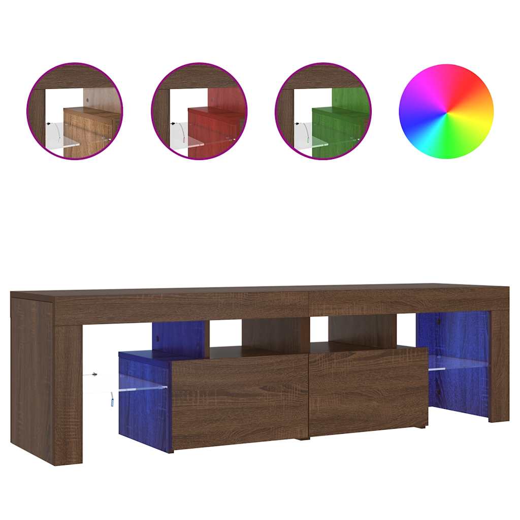 Έπιπλο Τηλεόρασης με LED Καφέ Δρυς 140 x 36,5 x 40 εκ. 2