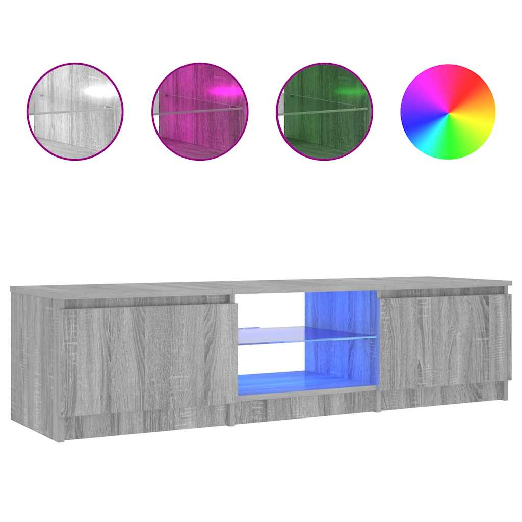 Έπιπλο Τηλεόρασης με LED Γκρι Sonoma 140 x 40 x 35,5 εκ. 2