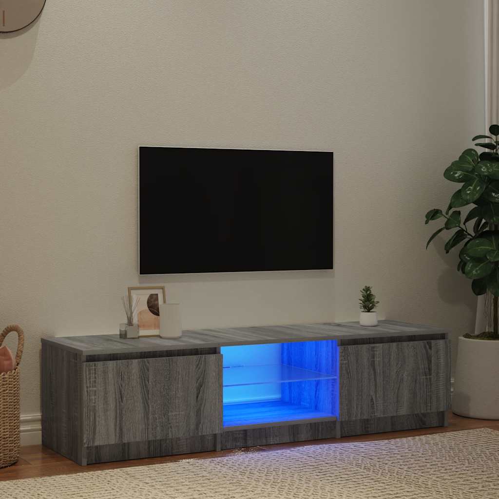 Έπιπλο Τηλεόρασης με LED Γκρι Sonoma 140 x 40 x 35,5 εκ. 8