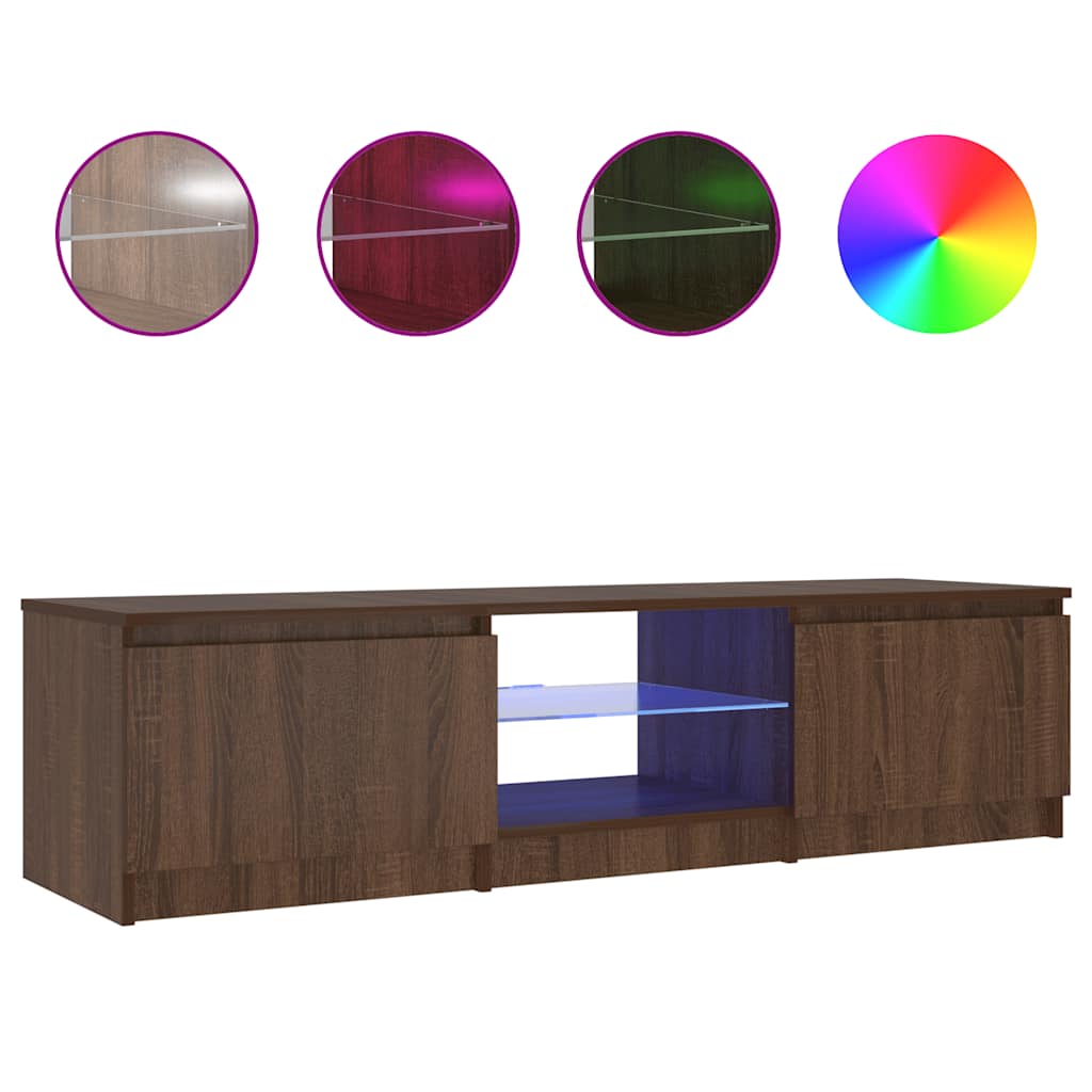 Έπιπλο Τηλεόρασης με LED Καφέ δρυς 140x40x35,5 εκ. 2