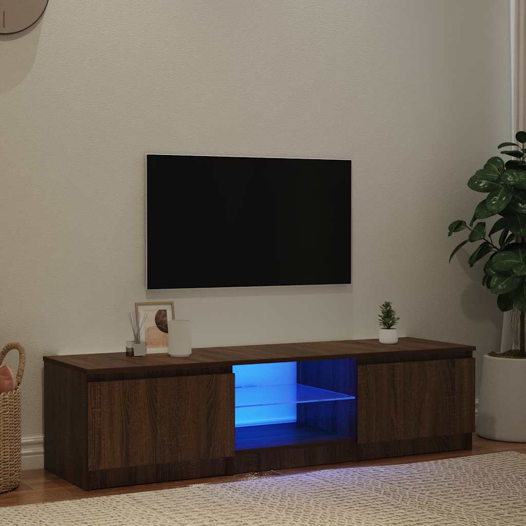 Έπιπλο Τηλεόρασης με LED Καφέ δρυς 140x40x35,5 εκ. 3
