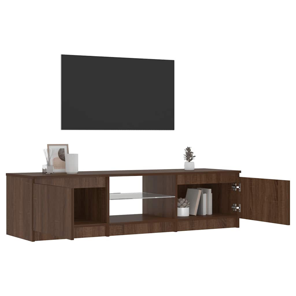 Έπιπλο Τηλεόρασης με LED Καφέ δρυς 140x40x35,5 εκ. 4