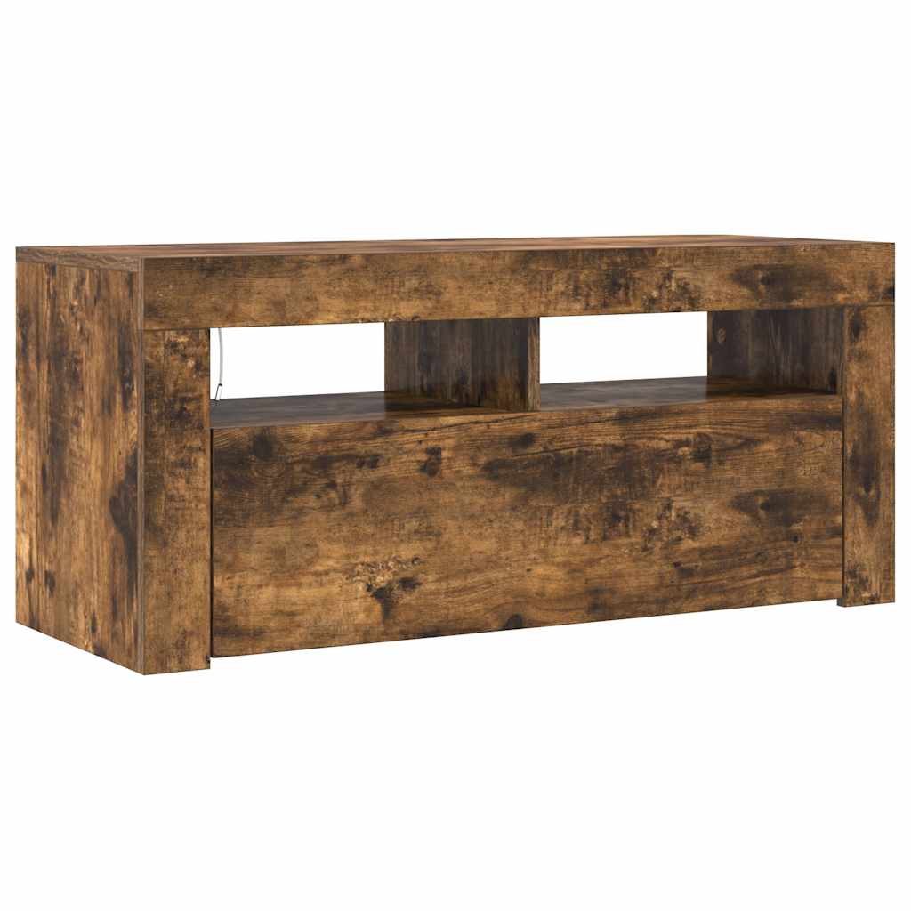 Έπιπλο Τηλεόρασης με LED Καπνιστή Δρυς 90x35x40 εκ. 10