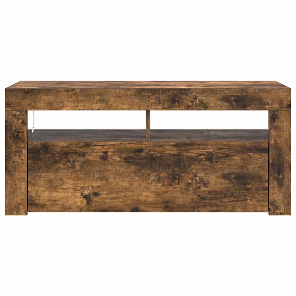 Έπιπλο Τηλεόρασης με LED Καπνιστή Δρυς 90x35x40 εκ. 7