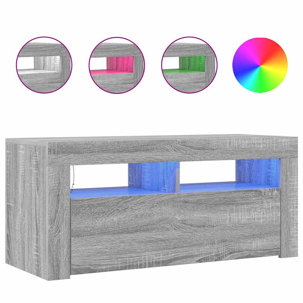 Έπιπλο Τηλεόρασης με LED Γκρι Sonoma 90x35x40 εκ. 5