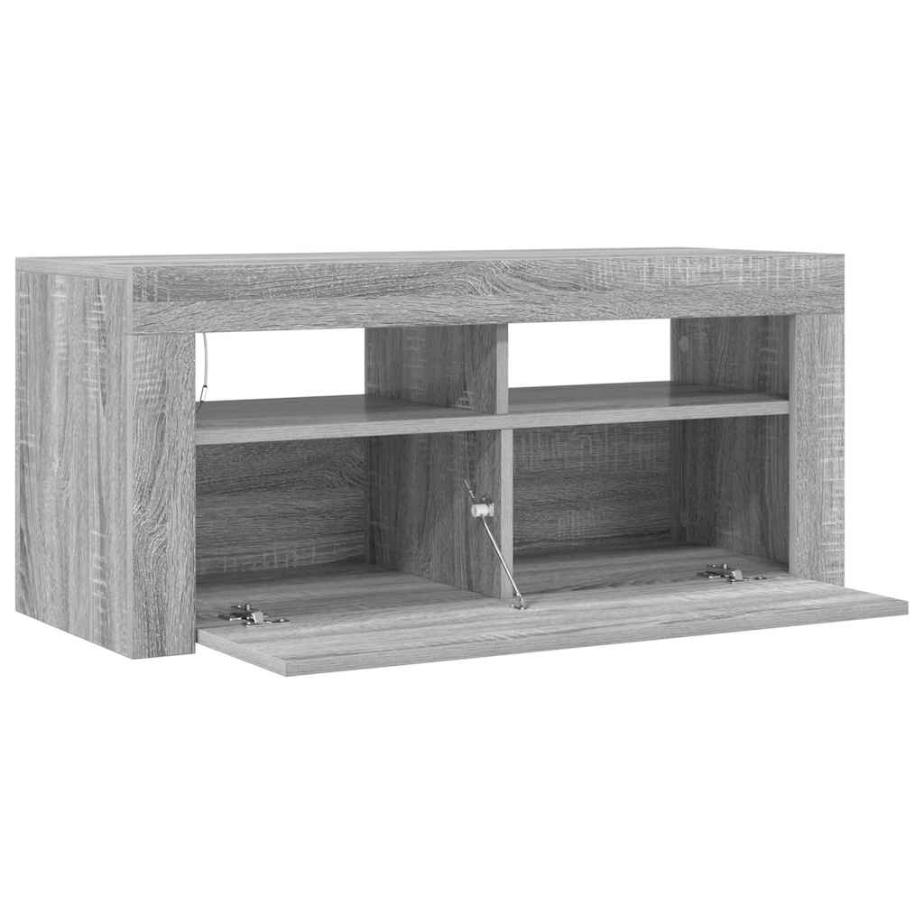 Έπιπλο Τηλεόρασης με LED Γκρι Sonoma 90x35x40 εκ. 8