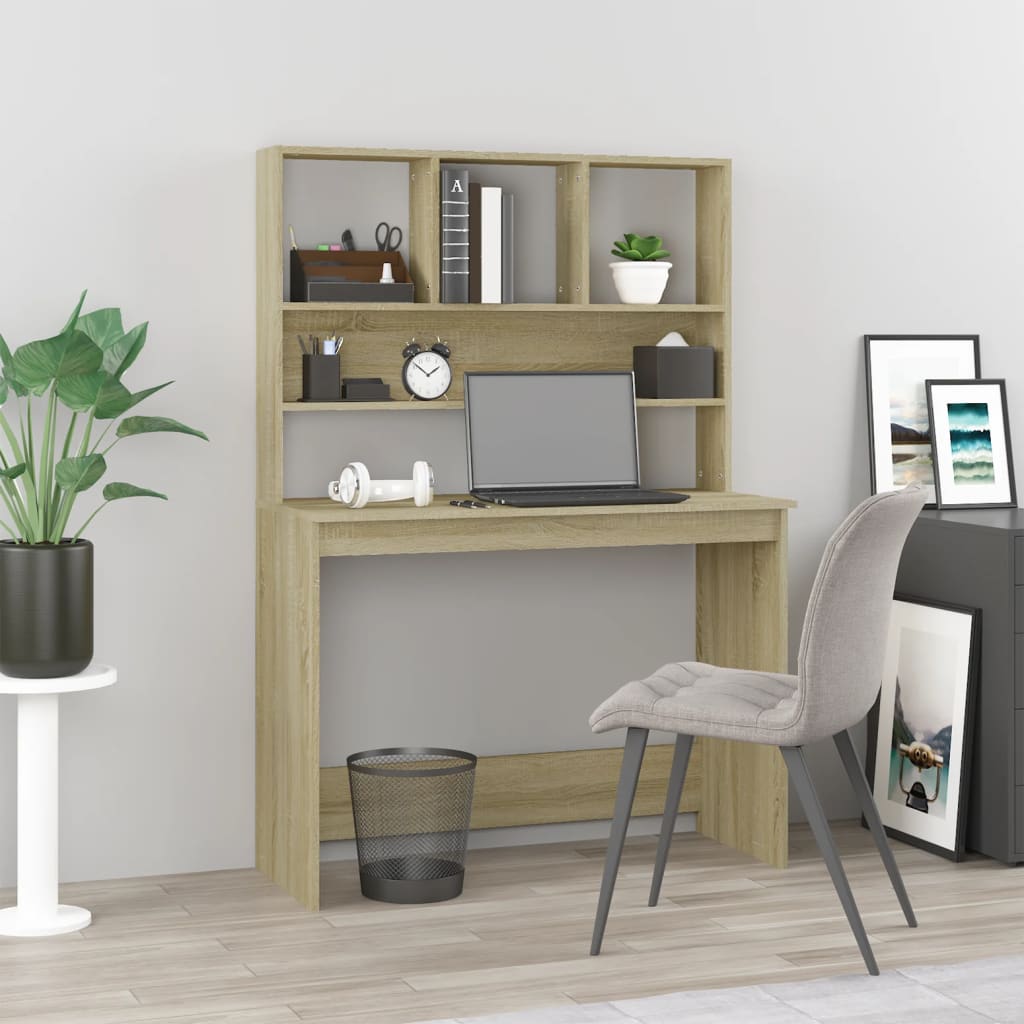 Γραφείο με Ράφια Sonoma Δρυς 102x45x148 εκ. Επεξεργασμένο Ξύλο 1