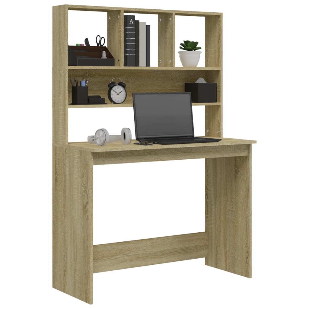 Γραφείο με Ράφια Sonoma Δρυς 102x45x148 εκ. Επεξεργασμένο Ξύλο 4